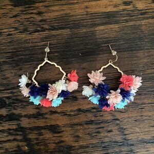 Colorful Dangle Cute Earrings with Flowers